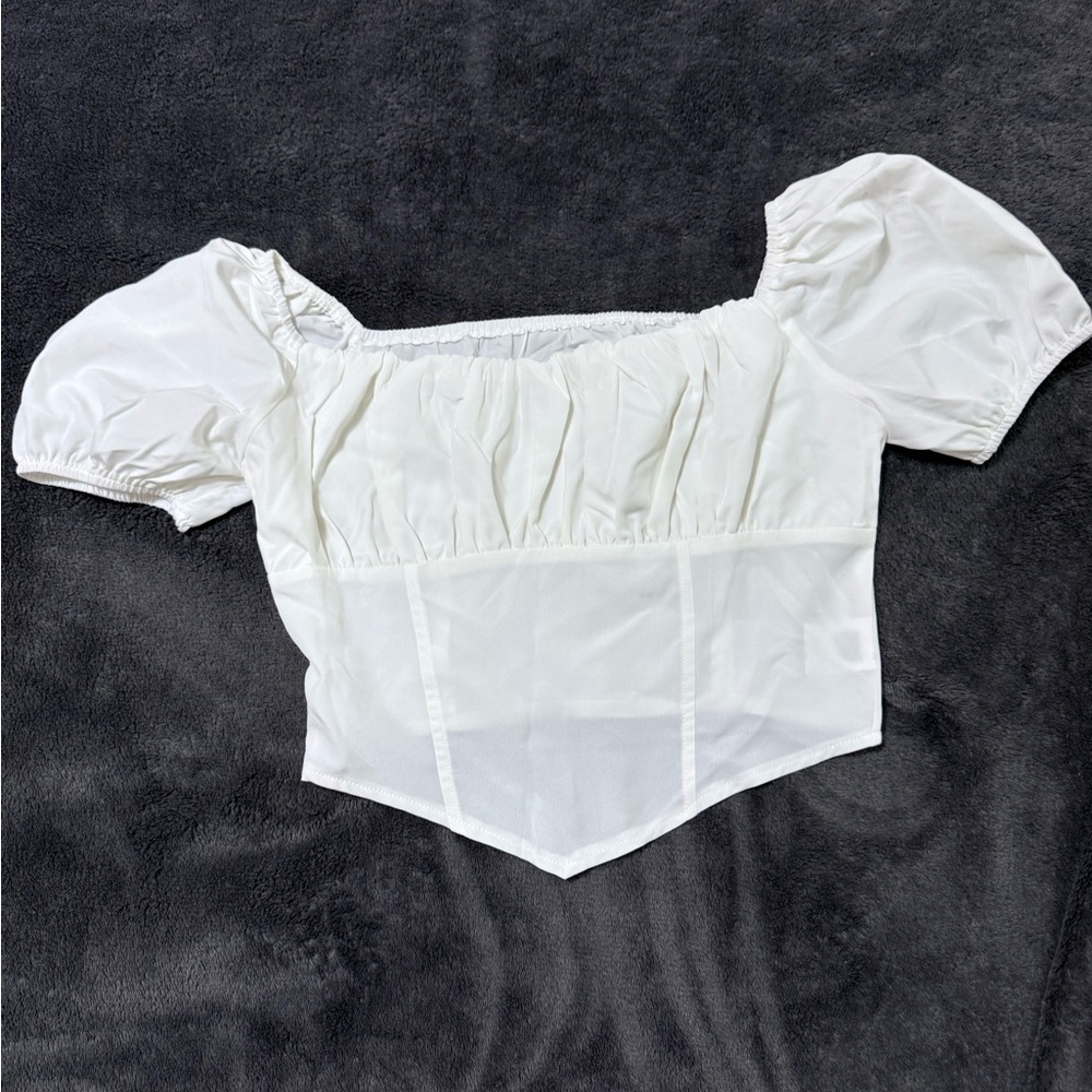 SHEIN White Puff Sleeve Blouse